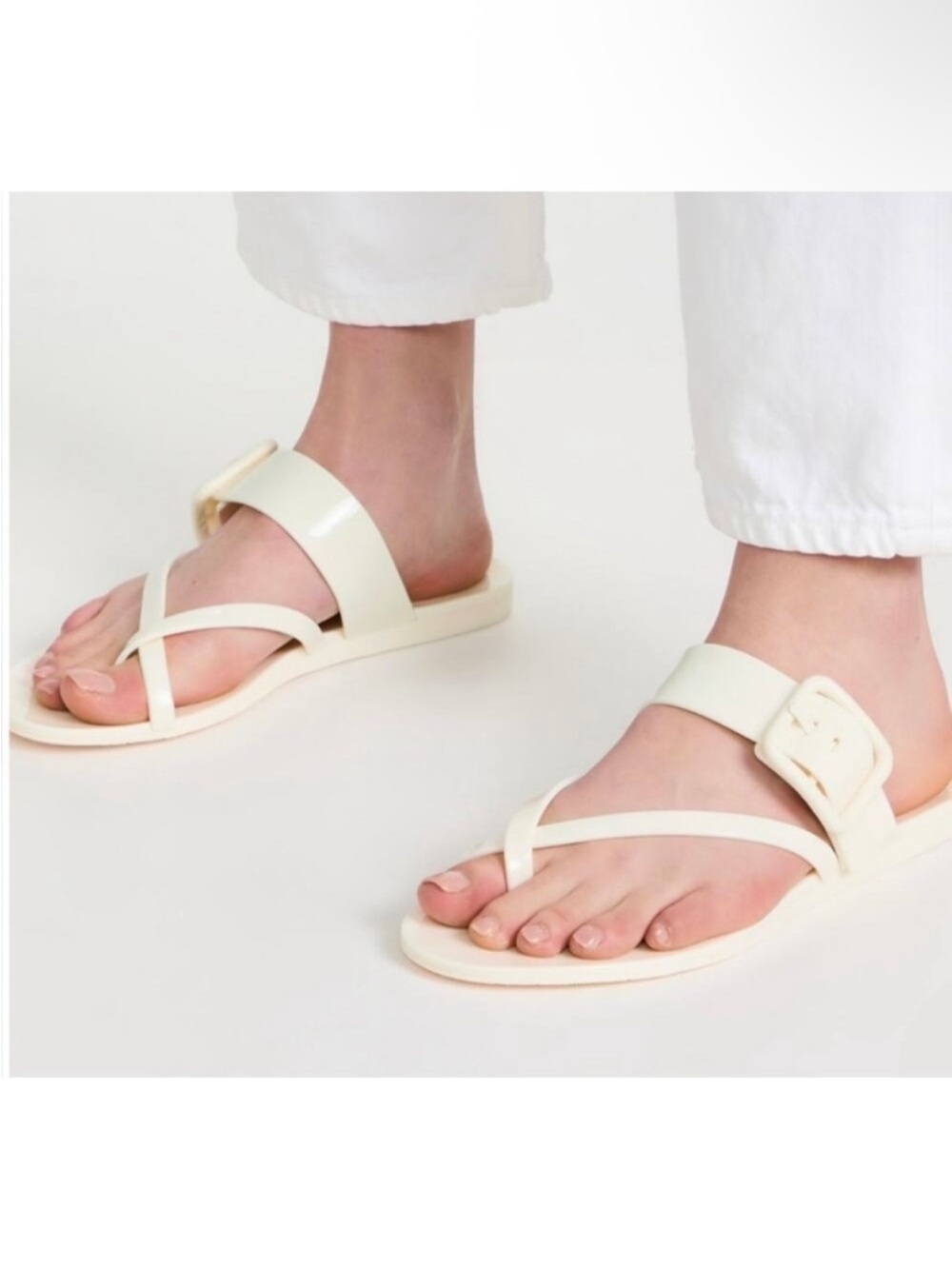 Veronica Beard Salva Jelly White Strappy Slide Sandals